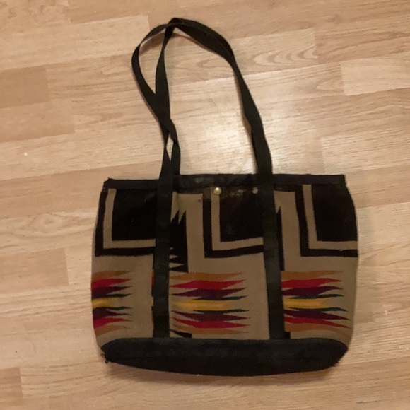 justin kraff made in the USA AZTEC PRINT SHOULDER BAG purse tote distressed - Picture 3 of 10